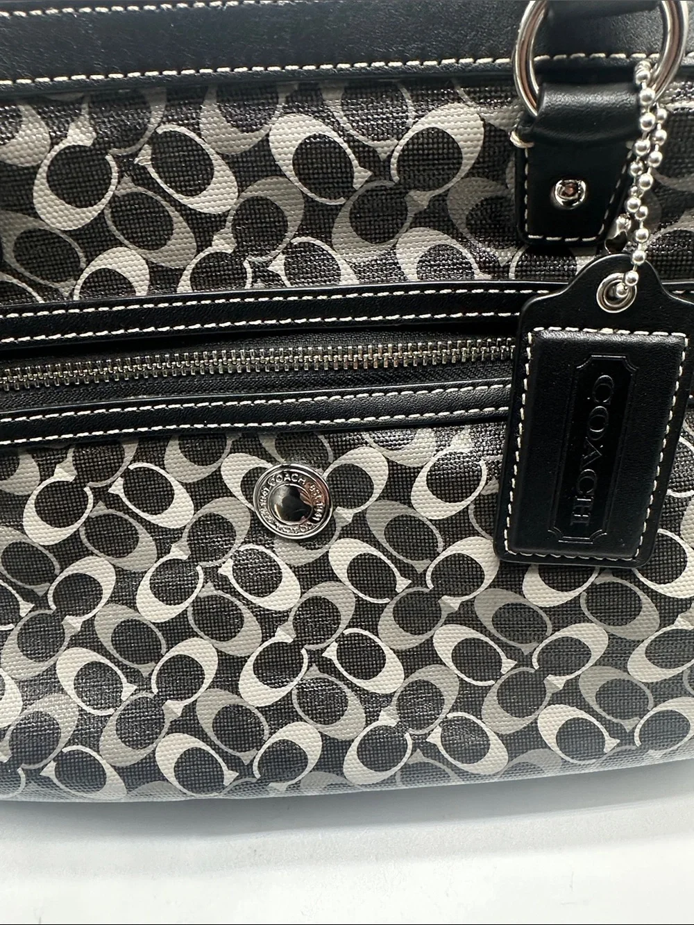 Vintage Coach Handbag Grey and Black